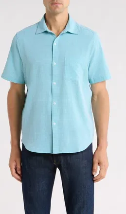 Tommy Bahama Bahama Coast Sintra Stripe IslandZone Short Sleeve Button-Up Shirt in Tourmaline Glaze at Nordstrom, Size Xx-Large