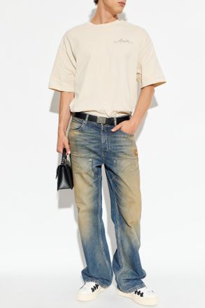 Amiri T-shirt With A Colorful Print On The Back, Mens, Beige