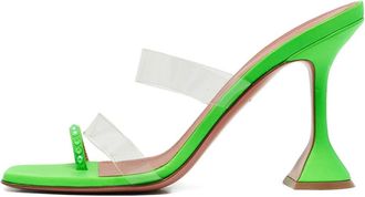 Amina Muaddi Sandali inpelle con tacco scolpito 105mm Pre-owned - Verde