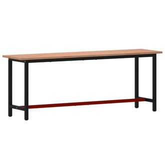 vidaXL Banco De Trabajo Madera Maciza De Haya Y Metal 220x55x81,5 Cm Vidaxl