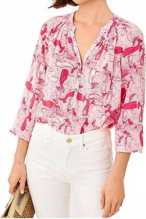 Lilly Pulitzer Elsa Silk Top In Paradise Punch Thar She Blows