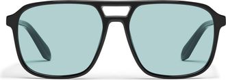 Quay On the Fly 57mm Aviator Sunglasses in Black/Aqua at Nordstrom