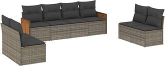 vidaXL Vidaxl - Set De Sof&aacute;s De Jard&iacute;n 8 Pzas Y Cojines Rat&aacute;n Sint&eacute;tico Gris