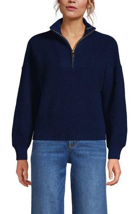 Lands End Drifter Shaker Wedge Quarter Zip Sweater in Light True Blue Heather at Nordstrom, Size X-Large