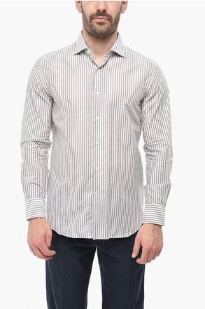 Alessandro Gherardi Two-Tone Striped Shirt with Spread Collar size 41