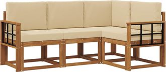 vidaXL Conjunto De Sof&aacute;s De Exterior 4 Uds. Natural Y Beige Vidaxl