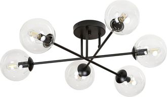 Wonderlamp Plafón de techo estilo vintage con 6 esferas de cristal transparentes