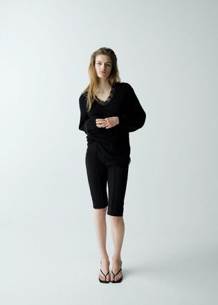 Mango Pullover maglia pizzo nero - Donna - XS - MANGO