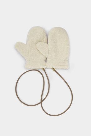 Katie Loxton Teddy Mittens with Cord in Cream at Nordstrom