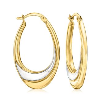 Ross-Simons 14kt 2-Tone Gold Oval Hoop Earrings