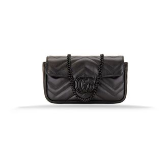 Gucci Cross Body Bags, female, Black, Size: ONE SIZE GG Marmont Super Mini Quilted Shoulder Bag