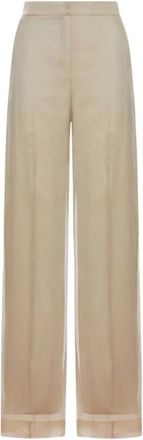 Max Mara Olivi Pant - Dames - Straight fit broeken - Beige - 2XS - Organza - Broeken