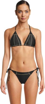 BECCA by Rebecca Virtue Color Sheen Cheryl Triangle Bikini Top Womens Black Swimwear DDR2838