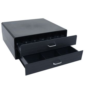 Hhg [nunca Usado] Caja Con Cajones Para C&aacute;psulas De Caf&eacute; Hhg-817, Caja De Almacenamiento Con 2 Cajones, 14 X 34 X 33 Cm, Negro