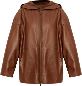 Max Mara Acinoso Leren Jas - Dames - Leren en Su&egrave;de Jassen - Bruin - XS - Leer - Jassen