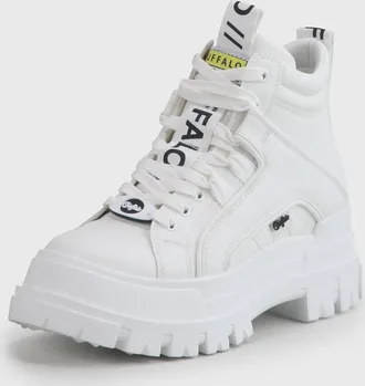 Buffalo Schn&uuml;rboots BUFFALO ASPHA NC MID, Damen, Gr. 40, weiss (wei&szlig;), Lederimitat, Schuhe Schn&uuml;rboots, Plateauboots, Schn&uuml;rstiefelette, High Top Sneaker in m