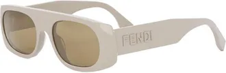Fendi FE40169I45E Rectangle Full Rim Sunglasses - Brown