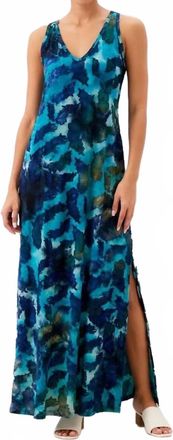Karen Kane Side-Slit Burnout Maxi Dress In Teal
