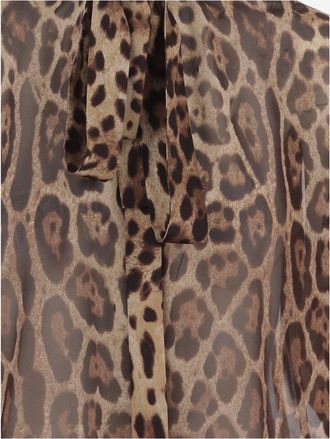 Dolce & Gabbana Womens Georgette Shirt With Animal Print Multicolour Silk