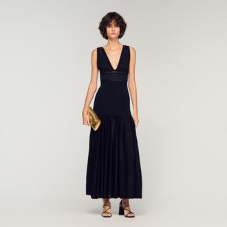 Sandro Ruffled knit maxi dress