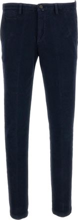BRIGLIA 1949 Blue Moleskin-Effect Cotton Twill Straight-Leg Pants