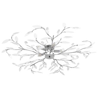 vidaXL L&aacute;mpara De Techo Brazos Cristal Forma Hoja 5 Bombillas Blanco Vidaxl