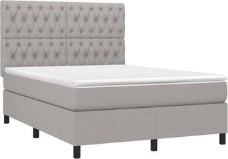vidaXL Vidaxl - Cama Box Spring Con Colch&oacute;n Tela Gris Claro 140x200 Cm