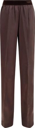Tom Ford Womens Pants Stretch Silk Satin Espresso Trousers