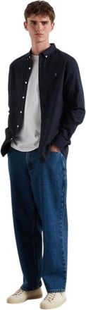 Farah Milners Oxford-overhemd met lange mouwen en knoopsluiting voor heren (Marine Marl Marl)