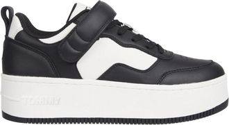Tommy Jeans Zwarte Flatform Sneakers - Dames - Sneakers - Zwart - 41 EU - Leer - Schoenen