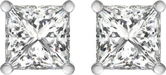 Diamond2Deal 5 Ct Princess Cut Lab Grown Diamond Stud Earrings 14k White Gold VS Clarity, F-G Color