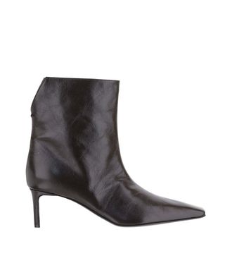 Khaite Black Leather Ankle Boots