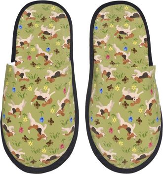 Generic Shoes Running Beagle Warm Slippers Anti-Skid Cotton Slippers For Home Trip Hotel L