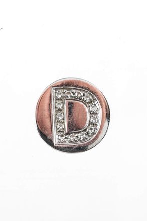 Spallanzani Sterling Silver Diamond Initial D Letter Magnetic Round Charm