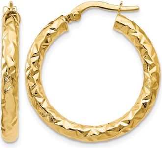 Diamond2Deal 14K ForeverLite Polished and Textured Hoop Earrings