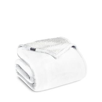 Bare Home Reversible Plush Fleece Blanket in White at Nordstrom, Size Twin