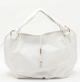 Celine White Leather Shoulder Bag Tote Bag (Pre-Owned)