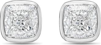 Diana M. Jewels 14KT WHITE GOLD LAB GROWN CUSHION CUT STUDS IN A BEZEL SETTING WEIGHING 15.00 CTS TW