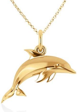 Allurez Dolphin Pendant Necklace 14k in Yellow Gold at Nordstrom, Size 18