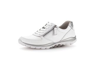 Gabor Women Trainers, Ladies Low-Tops,Removable Insole,lace up Shoe,Sports Shoe,Platform Sole,Low Shoe,Street Shoe,White (Weiss/Silber),40 EU / 6.5 UK