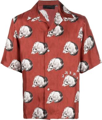 Amiri skull-print silk shirt - men - Silk - S - Red