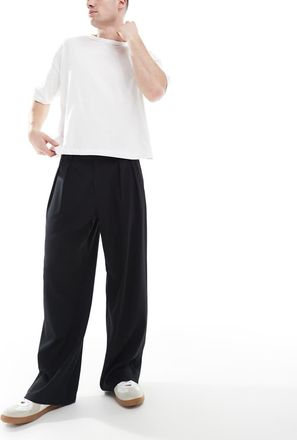 Cotton On Pantaloni a pieghe extra ampi neri-Nero