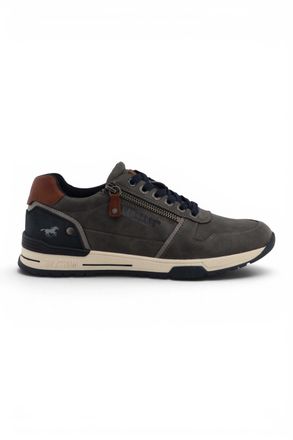 Mustang Mens Grey Faux Leather Trainer Sneaker Shoes - M0281006
