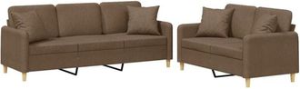 vidaXL Set di Divani 2 pz con Cuscini Marrone in Tessuto vidaXL