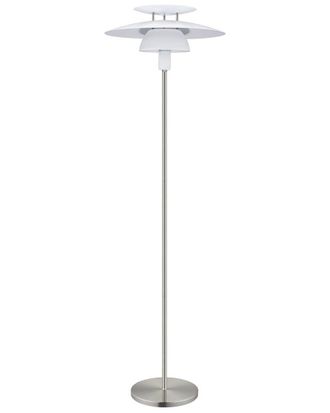 Eglo Eglo Brenda 1 Light Floor Lamp With Satin Nickel Finish & White Shade