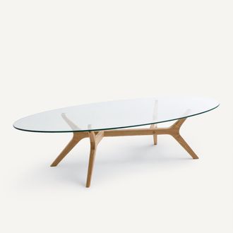 AM.PM Salontafel in ellipsvorm, eik en glas, Maricielo