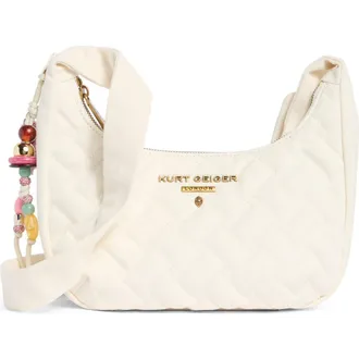 Kurt Geiger Angel Quilted Hobo Shoulder Bag in Open White at Nordstrom Rack