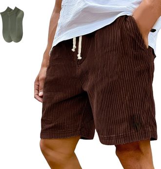 Generic Mokaloha Mens Shorts, Pacificozy Mens Corduroy Shorts, Casual Drawstring Elastic Short with Pockets (4XL,Red)