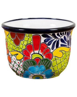Nearly Natural Handmade Mexican Talavera Ceramic Planter