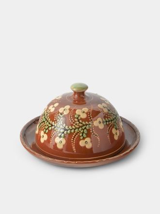 Poterie d'&Eacute;vires Flowers Hand-Painted Ceramic Butter Dish